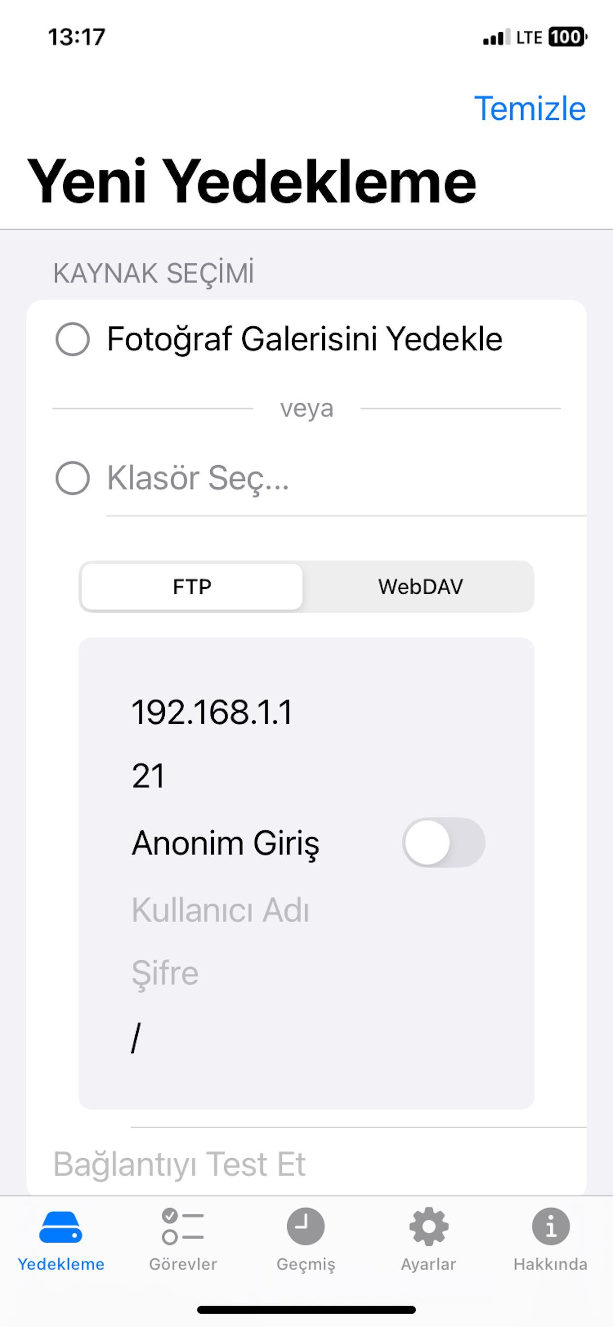 BackupFlow New Task Screen